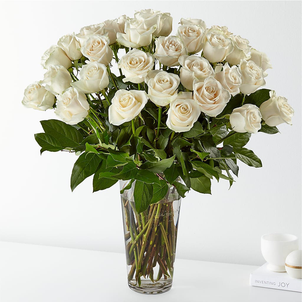 Long Stem White Rose Bouquet – Whittier Blossom Shop, Whittier CA