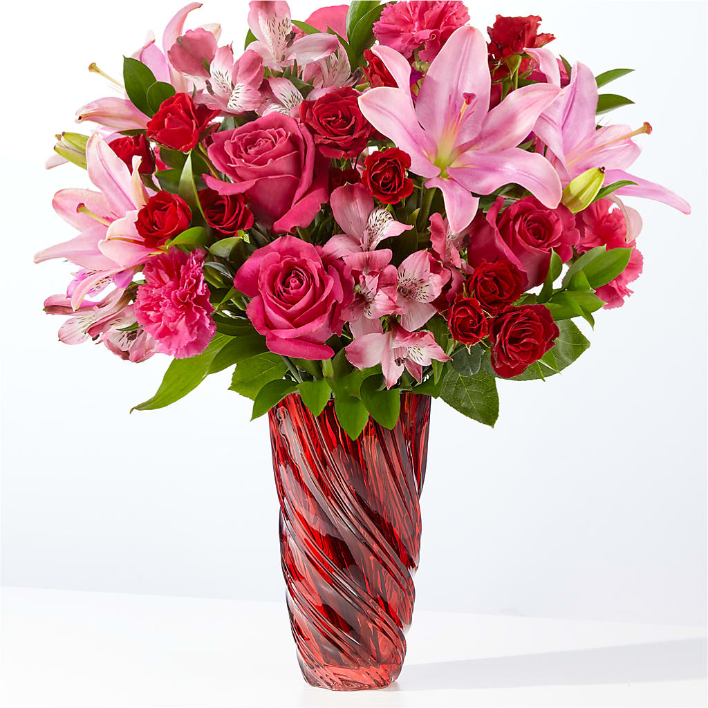 In Love Bouquet with Luxe Swirl Vase – Whittier Blossom Shop, Whittier CA