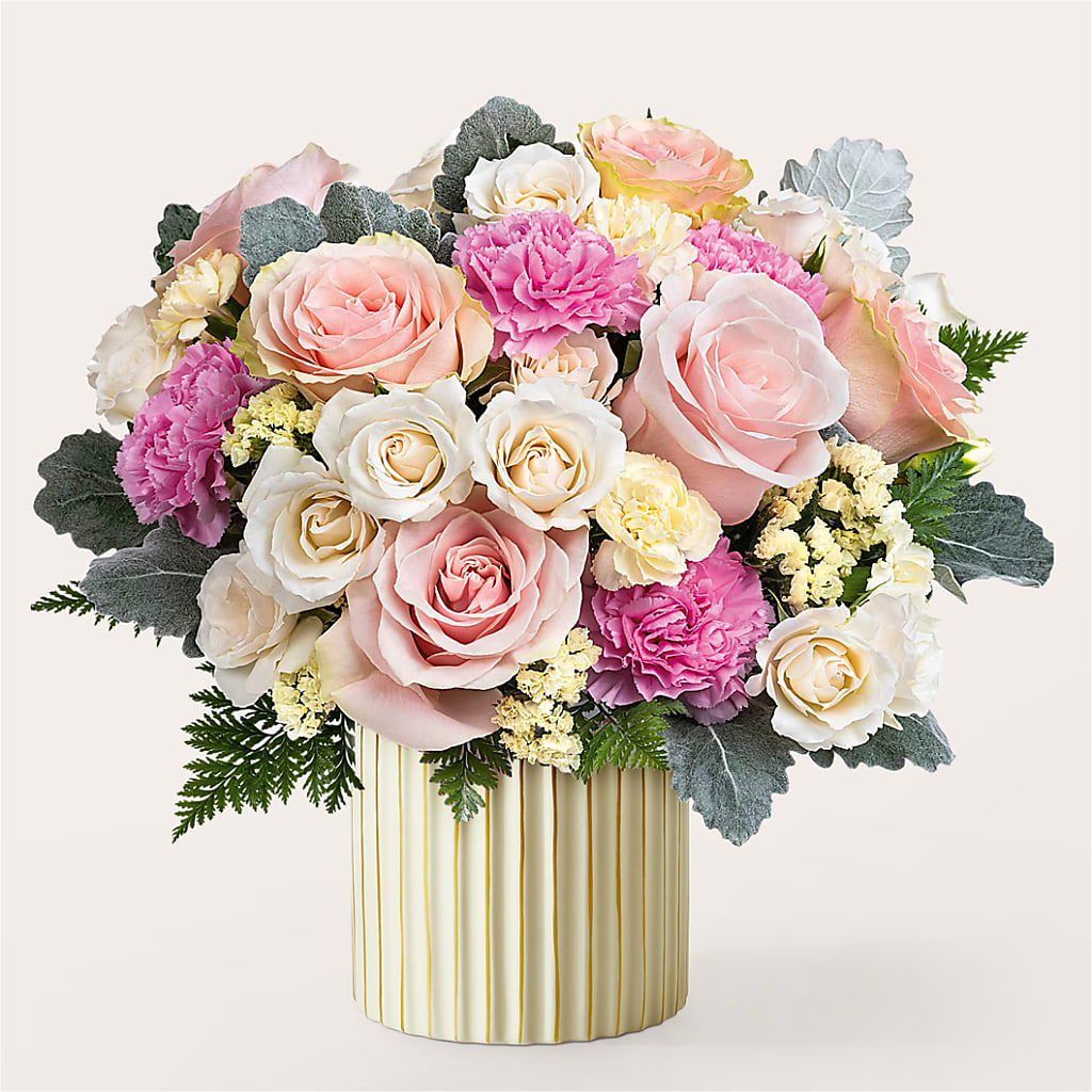 Blissful Moments Bouquet with Ivory Vase – Whittier Blossom Shop, Whittier CA