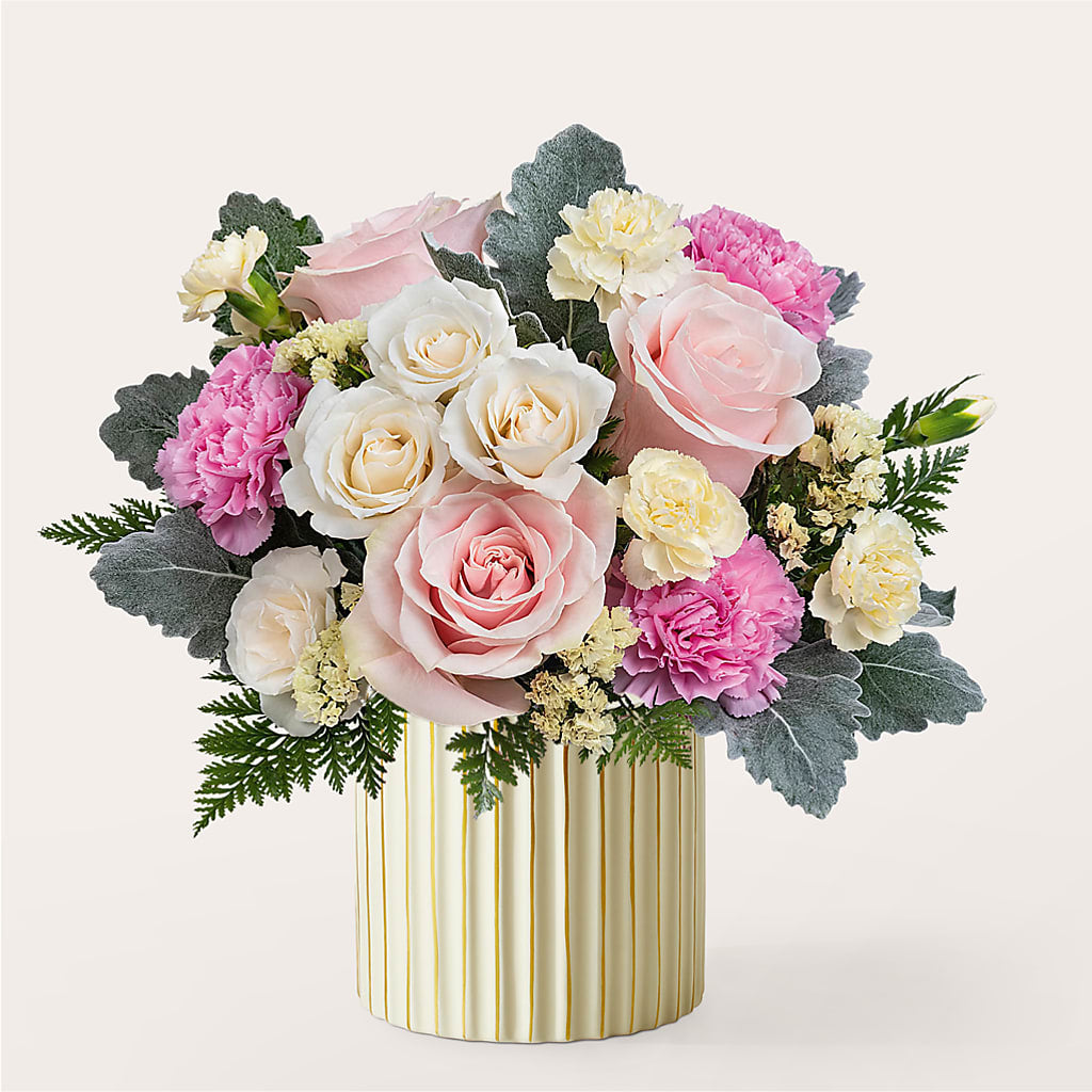 Blissful Moments Bouquet with Ivory Vase – Whittier Blossom Shop, Whittier CA