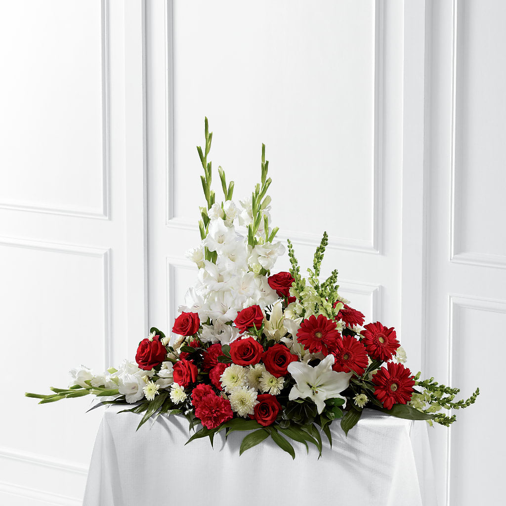 Crimson & White Arrangement – Whittier Blossom Shop, Whittier CA