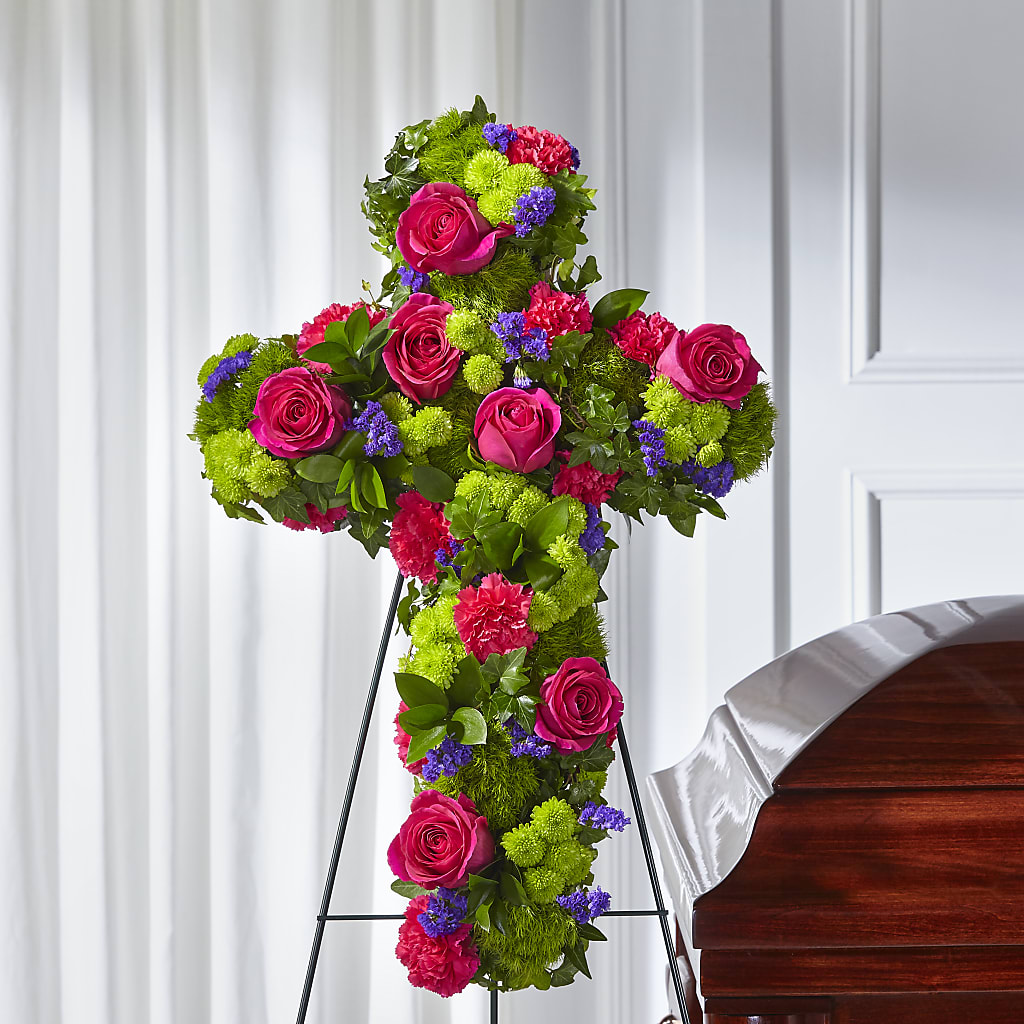 Tribute Rose Floral Cross – Whittier Blossom Shop, Whittier CA