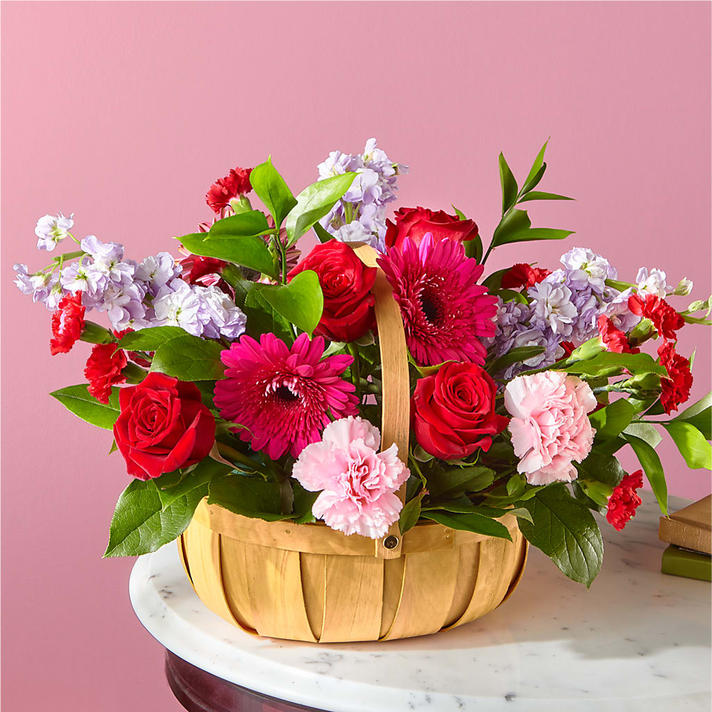 Pink Picnic Basket – Whittier Blossom Shop, Whittier CA