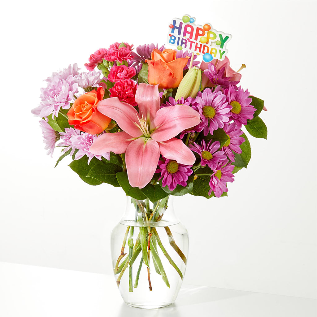 One and Only Bouquet & Happy Birthday Topper – Whittier Blossom Shop, Whittier CA