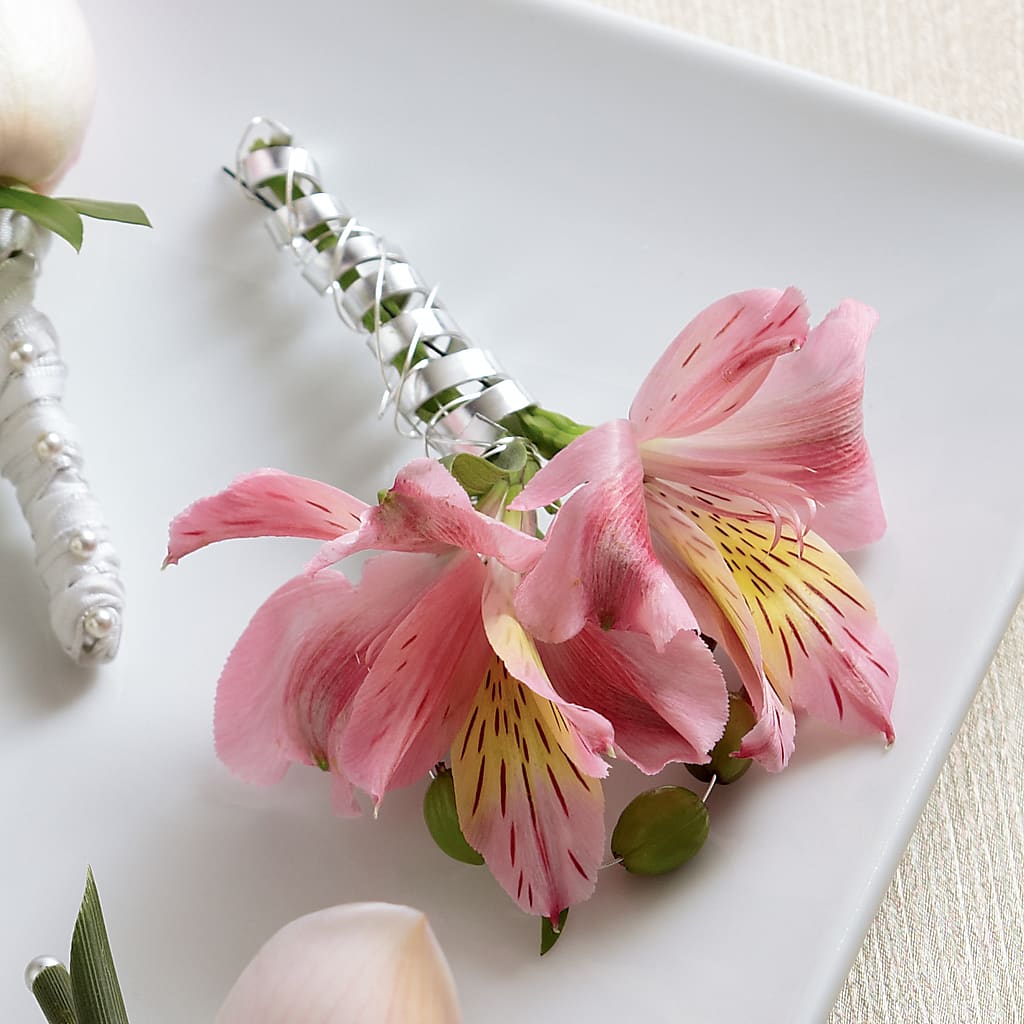 Pink Peruvian Lily Boutonniere – Whittier Blossom Shop, Whittier CA