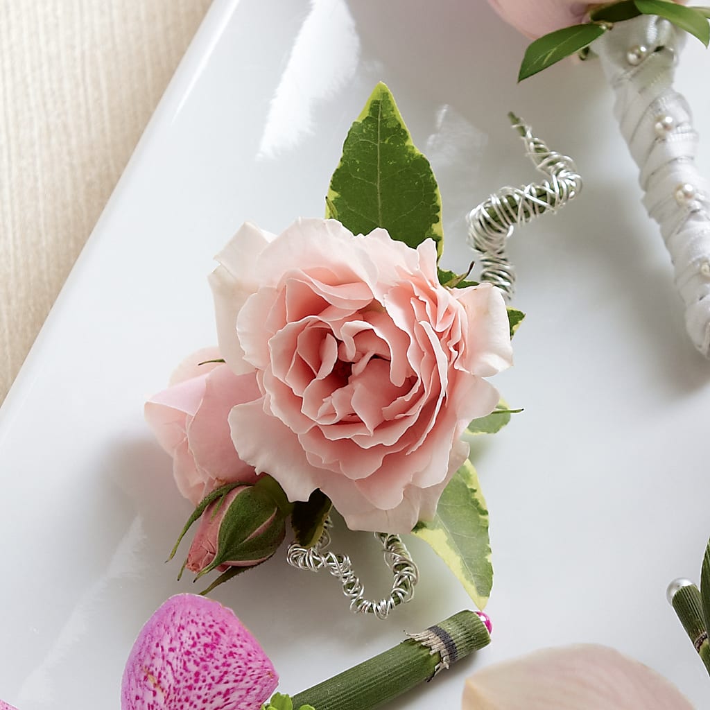 Pink Spray Rose Boutonniere – Whittier Blossom Shop, Whittier CA