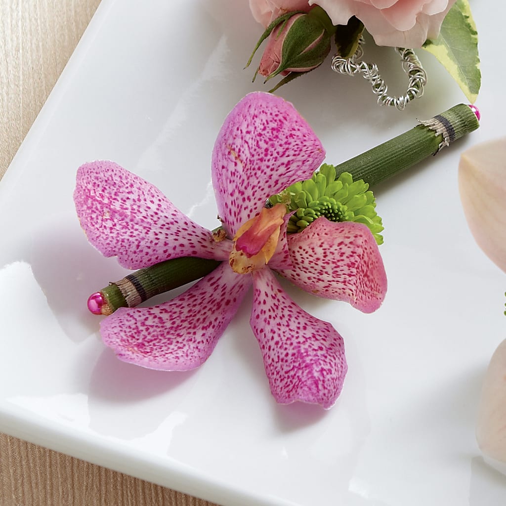 Pink Mokara Boutonniere – Whittier Blossom Shop, Whittier CA