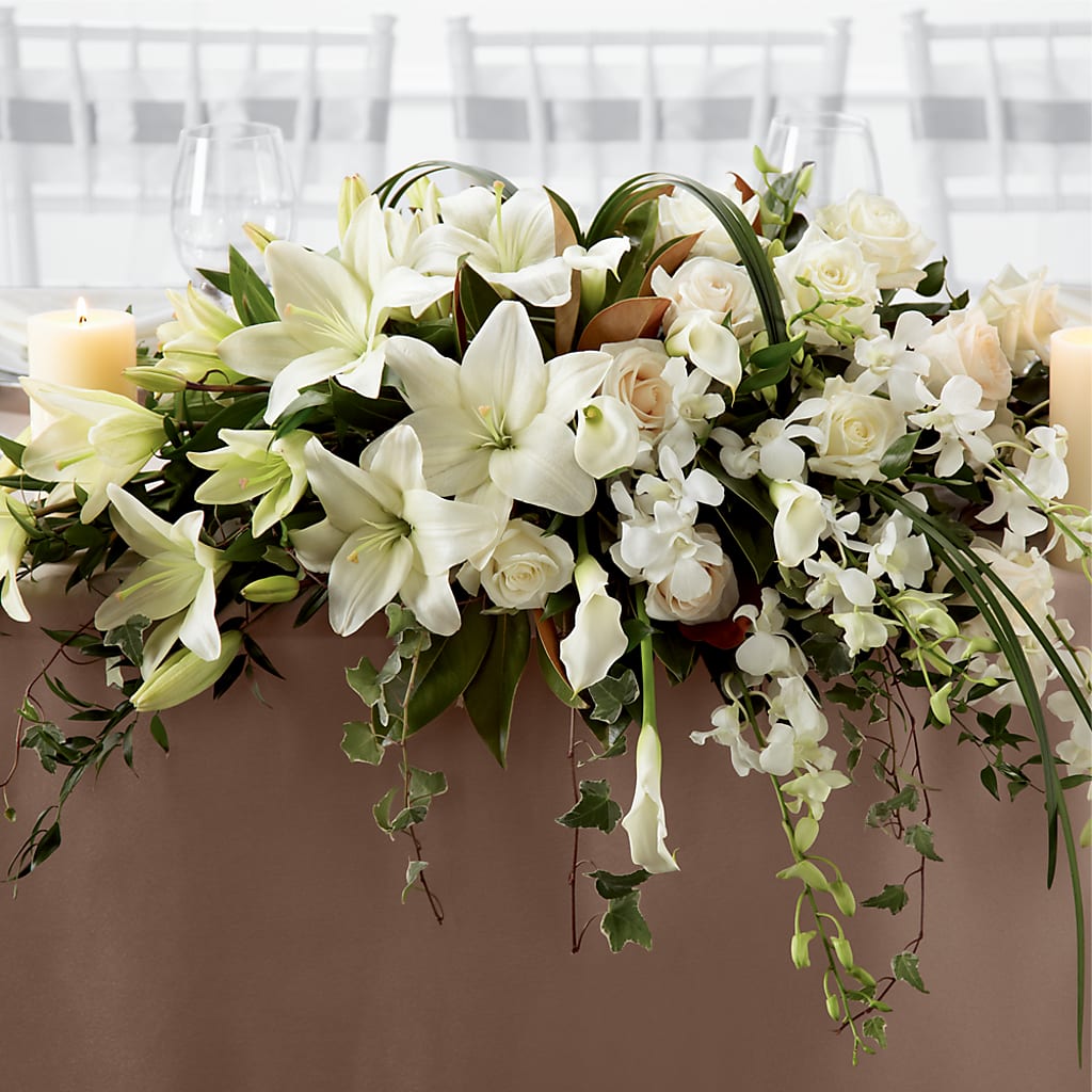 White Linen Arrangement – Whittier Blossom Shop, Whittier CA
