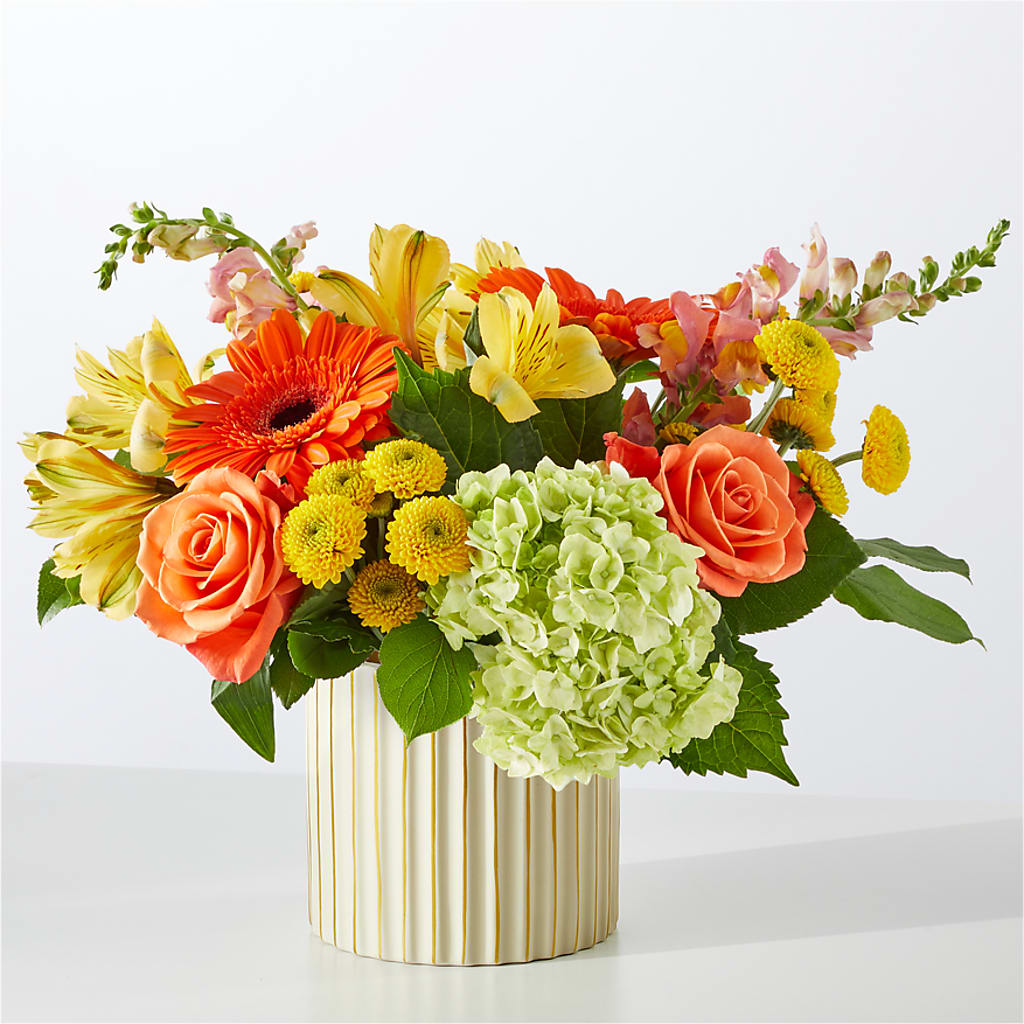 Autumn Sunshine Bouquet with Ivory Vase –  Whittier Blossom Shop, Whittier CA