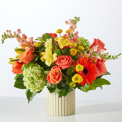 Autumn Sunshine Bouquet with Ivory Vase –  Whittier Blossom Shop, Whittier CA