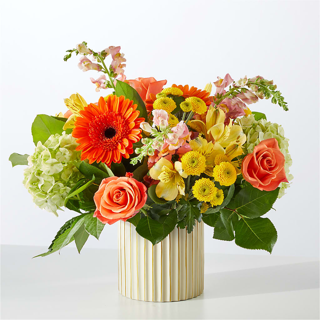 Autumn Sunshine Bouquet with Ivory Vase –  Whittier Blossom Shop, Whittier CA